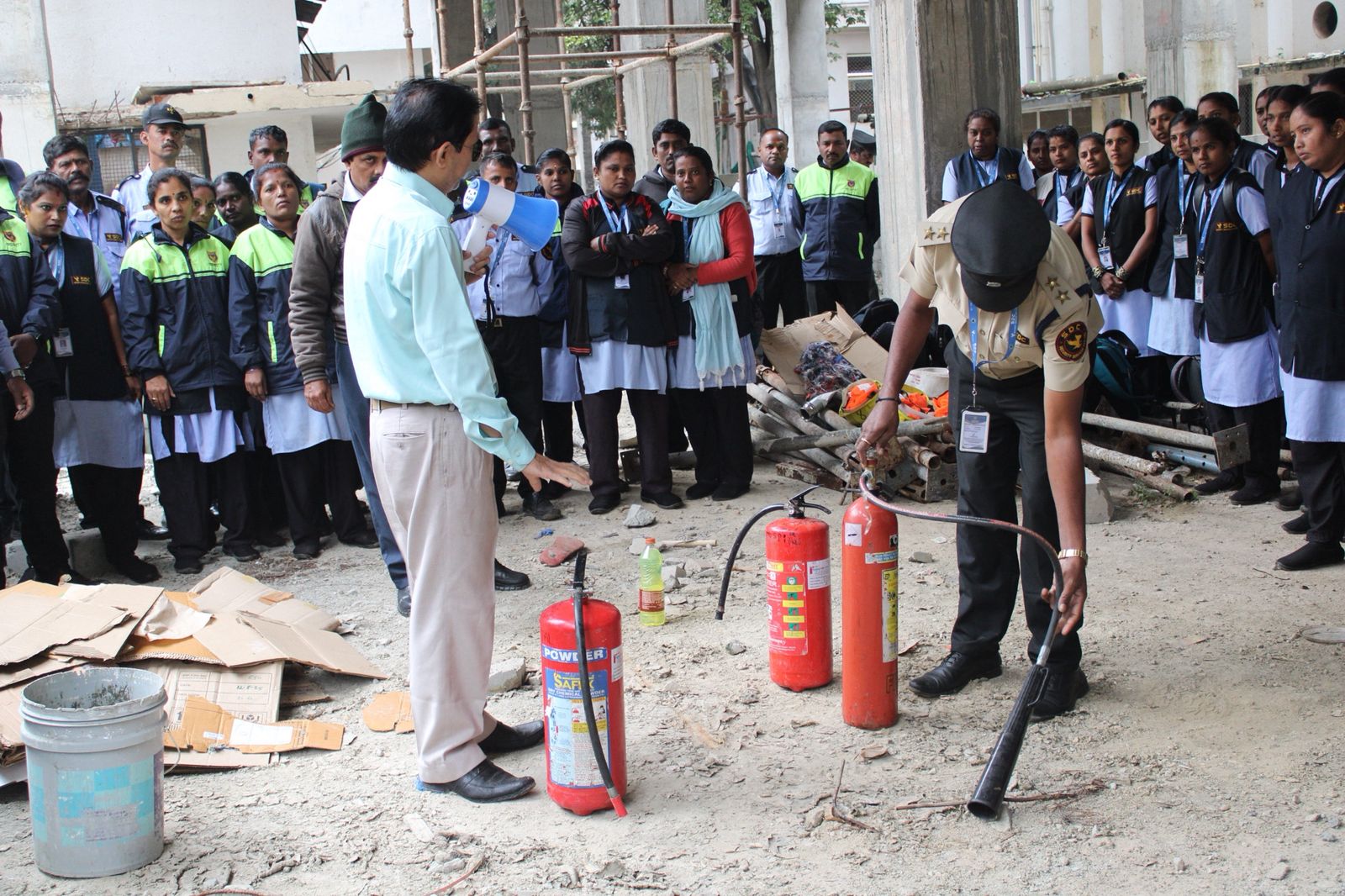 Fire extinguisher training demonstration for SDC staff