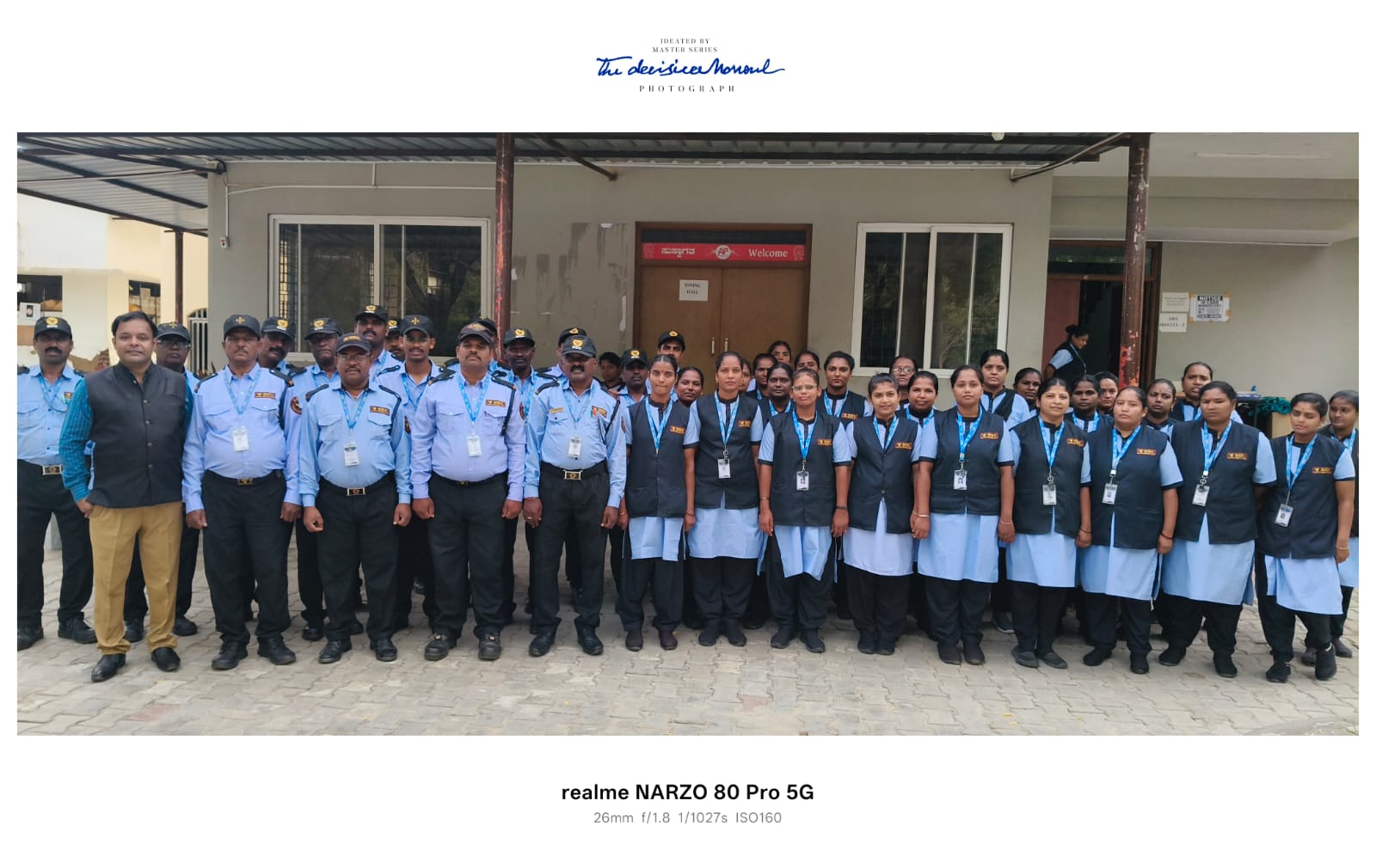 SDC guards and housekeeping team standing together at a hostel block